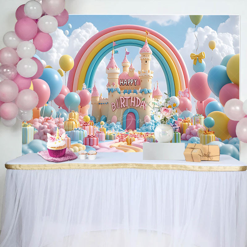 Lofaris Rainbow Color Wonderland Happy Birthday Backdrop