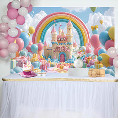 Lofaris Rainbow Color Wonderland Happy Birthday Backdrop