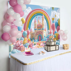 Lofaris Rainbow Color Wonderland Happy Birthday Backdrop