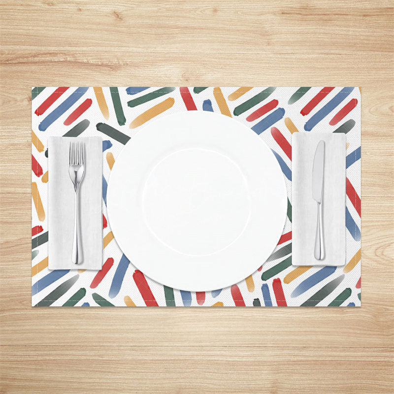 Lofaris Rainbow Colored Strokes Abstract Set Of 4 Placemats