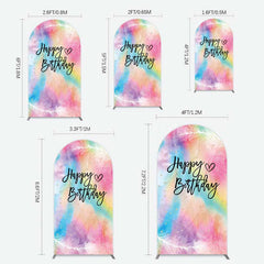 Lofaris Rainbow Colorful Feather Happy Birthday Arch Backdrop
