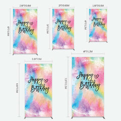 Lofaris Rainbow Colorful Feather Happy Birthday Rectangle Backdrop