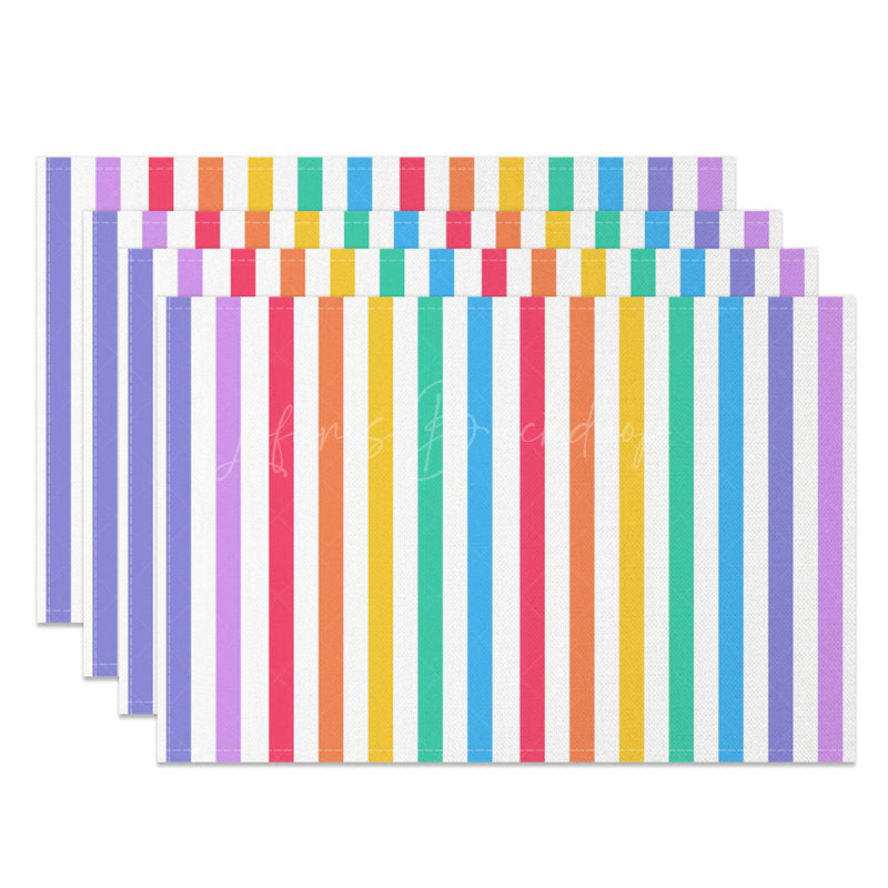 Lofaris Rainbow Colorful Stripes Party Set of 4 Placemats
