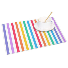 Lofaris Rainbow Colorful Stripes Party Set of 4 Placemats