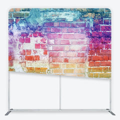 Lofaris Rainbow Distressed Brick Wall Tension Fabric Backdrop Colorful Urban Graffiti Photography Background
