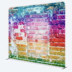 Lofaris Rainbow Distressed Brick Wall Tension Fabric Backdrop Colorful Urban Graffiti Photography Background