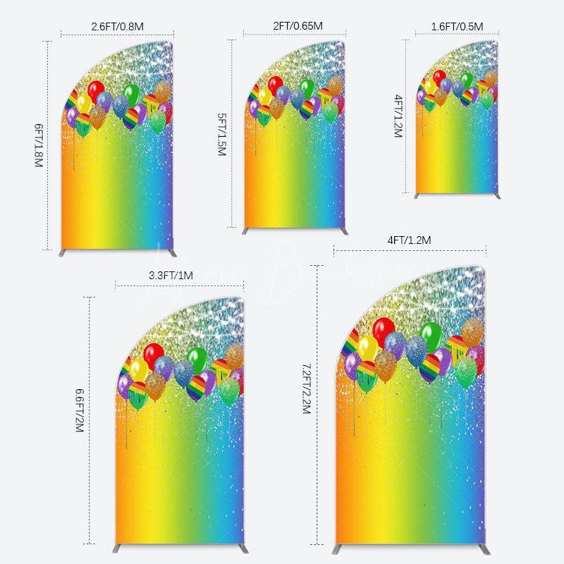 Lofaris Rainbow Glitter Balloons LGBT Party Half Moon Arch Backdrop