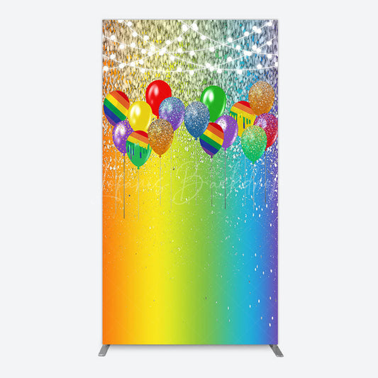 Lofaris Rainbow Glitter Balloons LGBT Party Rectangle Backdrop