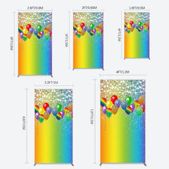 Lofaris Rainbow Glitter Balloons LGBT Party Rectangle Backdrop