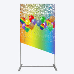 Lofaris Rainbow Glitter Balloons LGBT Party Rectangle Backdrop