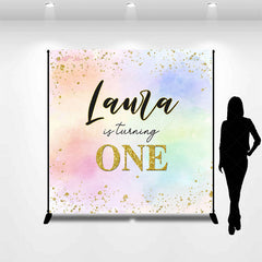 Lofaris Rainbow Gold Glitter Custom 1st Birthday Backdrop