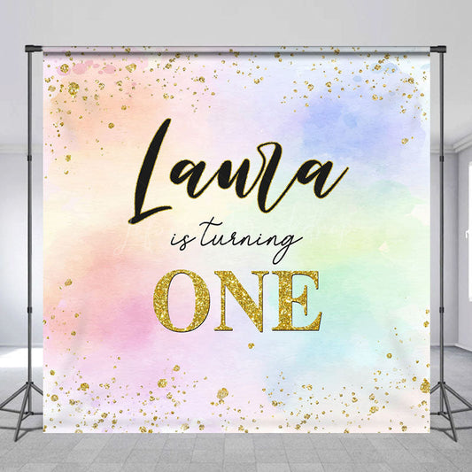 Lofaris Rainbow Gold Glitter Custom 1st Birthday Backdrop