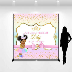 Lofaris Rainbow Gold Glitter Custom Name Baby Shower Backdrop