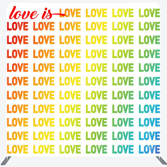 Lofaris Rainbow Gradient Love Is Pillow Cover Backdrop