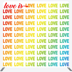 Lofaris Rainbow Gradient Love Is Pillow Cover Backdrop