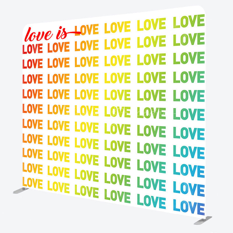 Lofaris Rainbow Gradient Love Is Pillow Cover Backdrop