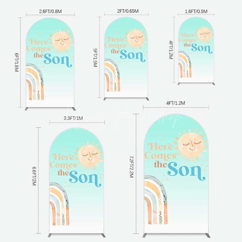 Lofaris Rainbow Here Comes The Sun Baby Shower Arch Backdrop