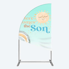 Lofaris Rainbow Here Comes The Sun Baby Shower Half Moon Arch Backdrop