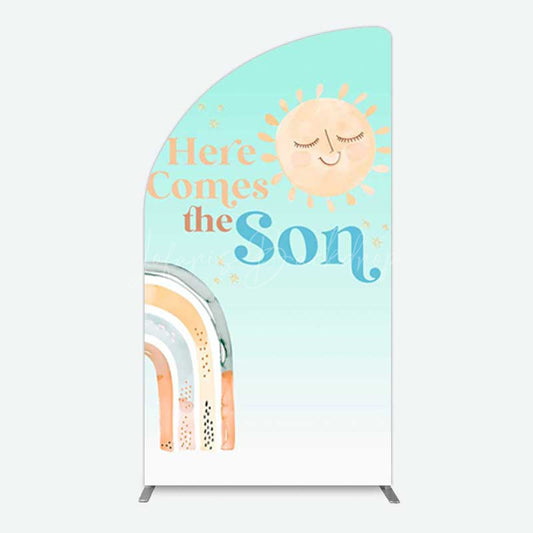 Lofaris Rainbow Here Comes The Sun Baby Shower Half Moon Arch Backdrop