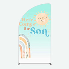 Lofaris Rainbow Here Comes The Sun Baby Shower Half Moon Arch Backdrop