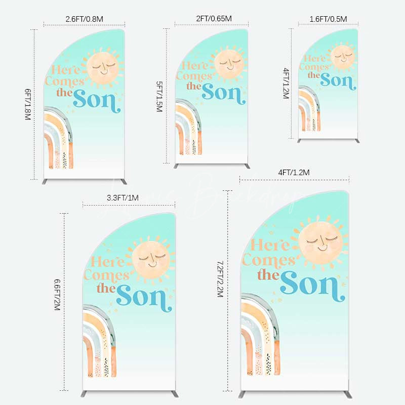 Lofaris Rainbow Here Comes The Sun Baby Shower Half Moon Arch Backdrop