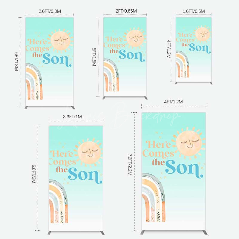Lofaris Rainbow Here Comes The Sun Baby Shower Rectangle Backdrop