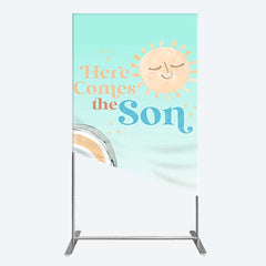Lofaris Rainbow Here Comes The Sun Baby Shower Rectangle Backdrop