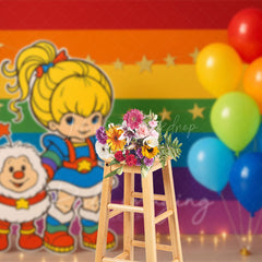Lofaris Rainbow Kids Colored Balloon Cake Smash Backdrop