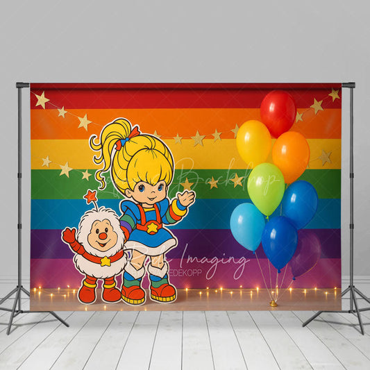 Lofaris Rainbow Kids Colored Balloon Cake Smash Backdrop
