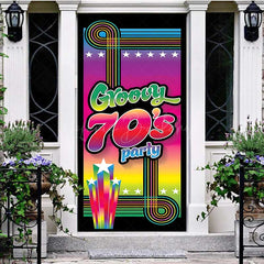 Lofaris Rainbow Notes Disco Groovy 70s Party Door Cover