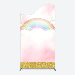 Lofaris Rainbow Pink Gold Glitter Birthday Arch Backdrop