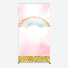 Lofaris Rainbow Pink Gold Glitter Birthday Arch Backdrop