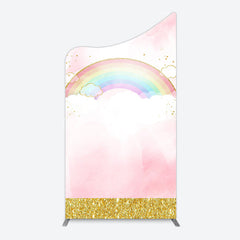 Lofaris Rainbow Pink Gold Glitter Birthday Arch Backdrop