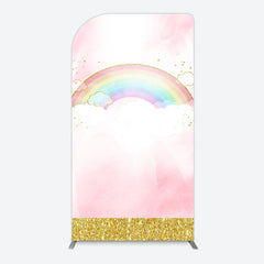 Lofaris Rainbow Pink Gold Glitter Birthday Arch Backdrop