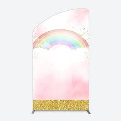 Lofaris Rainbow Pink Gold Glitter Birthday Arch Backdrop