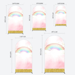 Lofaris Rainbow Pink Gold Glitter Birthday Arch Backdrop