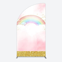 Lofaris Rainbow Pink Gold Glitter Birthday Arch Backdrop