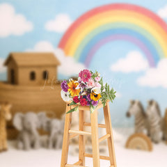 Lofaris Rainbow Sky Animal Two By Cake Smash Backdrop