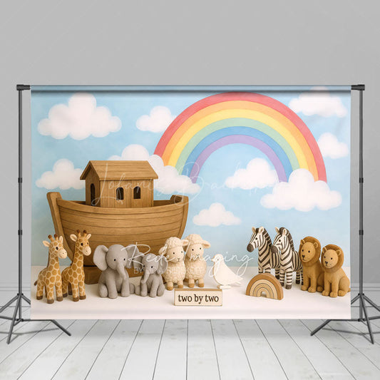 Lofaris Rainbow Sky Animal Two By Cake Smash Backdrop