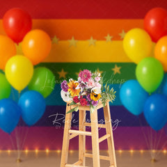 Lofaris Rainbow Stripe Wall Balloons Cake Smash Backdrop