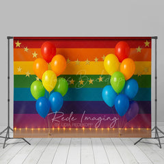Lofaris Rainbow Stripe Wall Balloons Cake Smash Backdrop