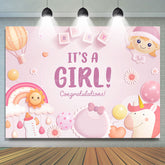 Lofaris Rainbow Sun Unicorn Its A Girl Baby Shower Backdrop