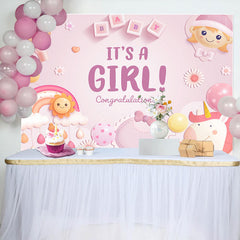 Lofaris Rainbow Sun Unicorn Its A Girl Baby Shower Backdrop
