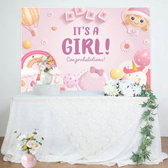 Lofaris Rainbow Sun Unicorn Its A Girl Baby Shower Backdrop