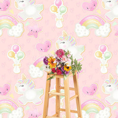 Lofaris Rainbow Unicorn Balloon Birthday Cake Smash Backdrop
