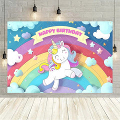 Lofaris Rainbow Unicorn Birthday Backdrop Magical Fantasy Party Girly Photo Booth Background Decor