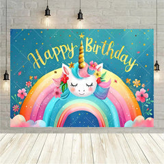 Lofaris Rainbow Unicorn Birthday Backdrop Magical Fantasy Party Girly Photo Booth Background Decor