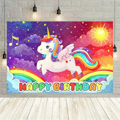 Lofaris Rainbow Unicorn Birthday Backdrop Magical Fantasy Party Girly Photo Booth Background Decor