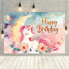 Lofaris Rainbow Unicorn Birthday Backdrop Magical Fantasy Party Girly Photo Booth Background Decor
