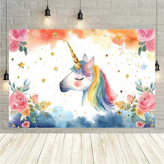 Lofaris Rainbow Unicorn Birthday Backdrop Magical Fantasy Party Girly Photo Booth Background Decor